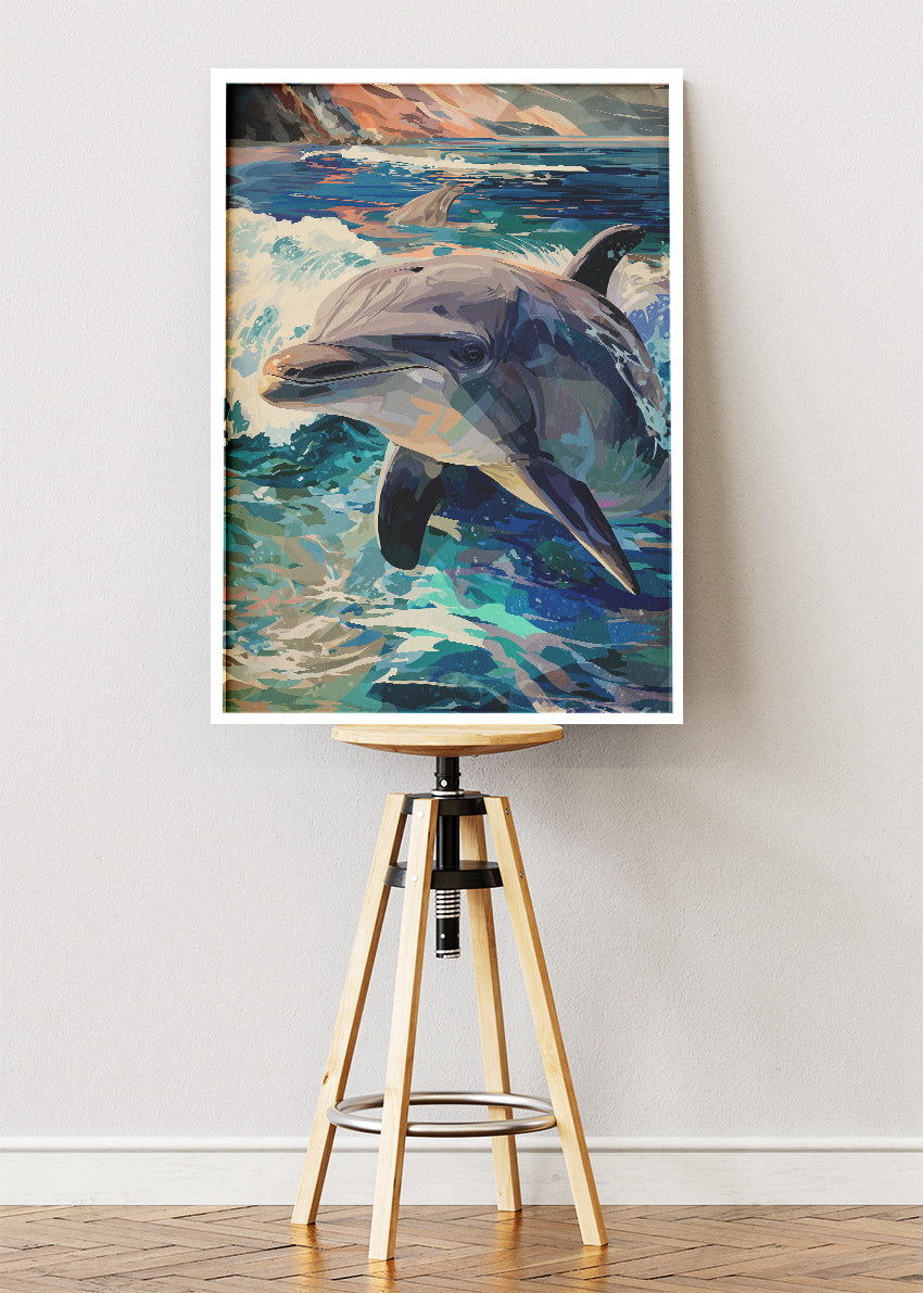 Dolphin Wall Art Print & Canvas – Modern Ocean Wildlife Artwork
