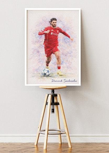 Dominik Szoboszlai Liverpool Watercolor Poster Canvas & Print – AI PRINT LAB