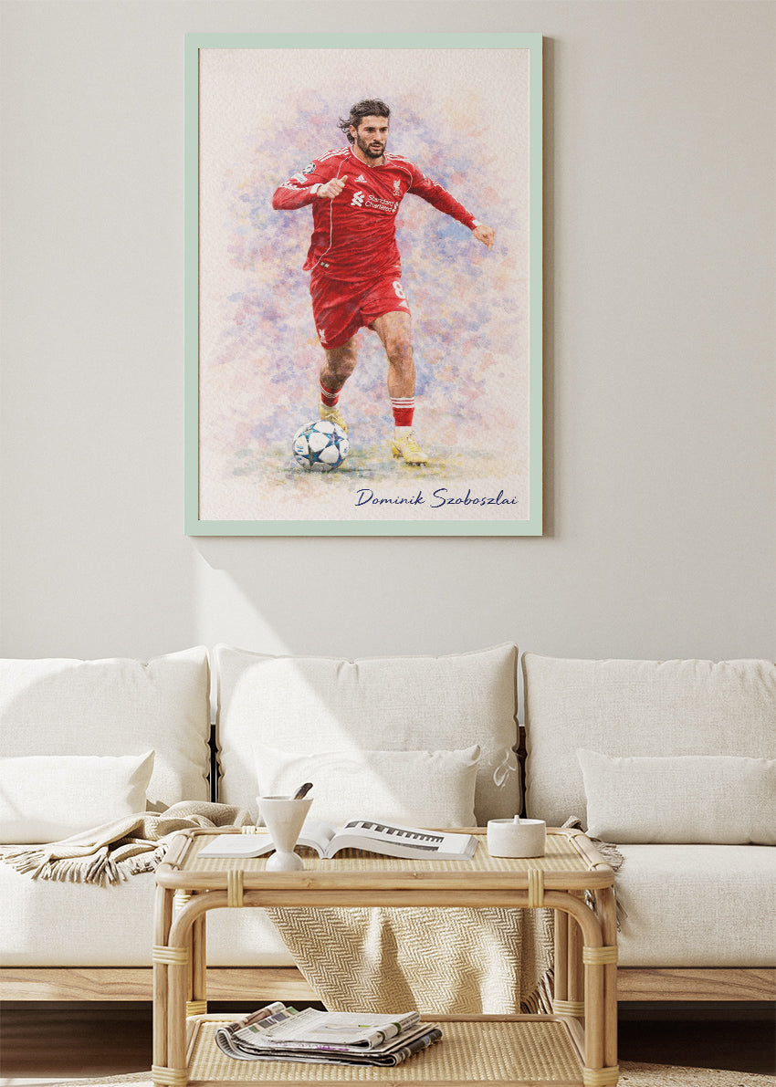 Dominik Szoboszlai Liverpool Watercolor Poster Canvas & Print – AI PRINT LAB