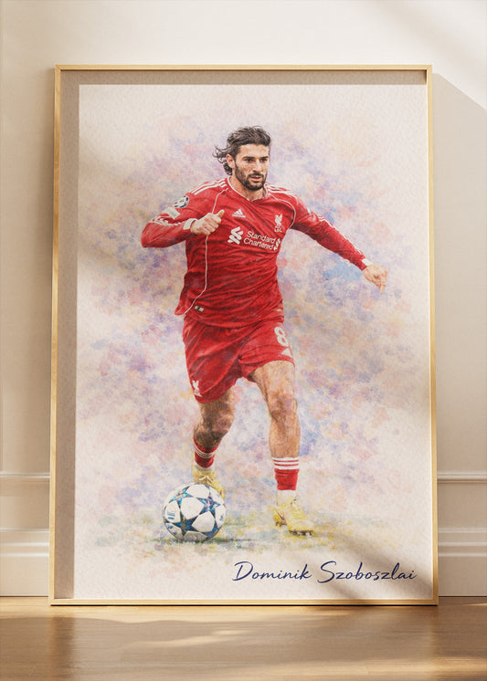 Dominik Szoboszlai Liverpool Watercolor Poster Canvas & Print – AI PRINT LAB