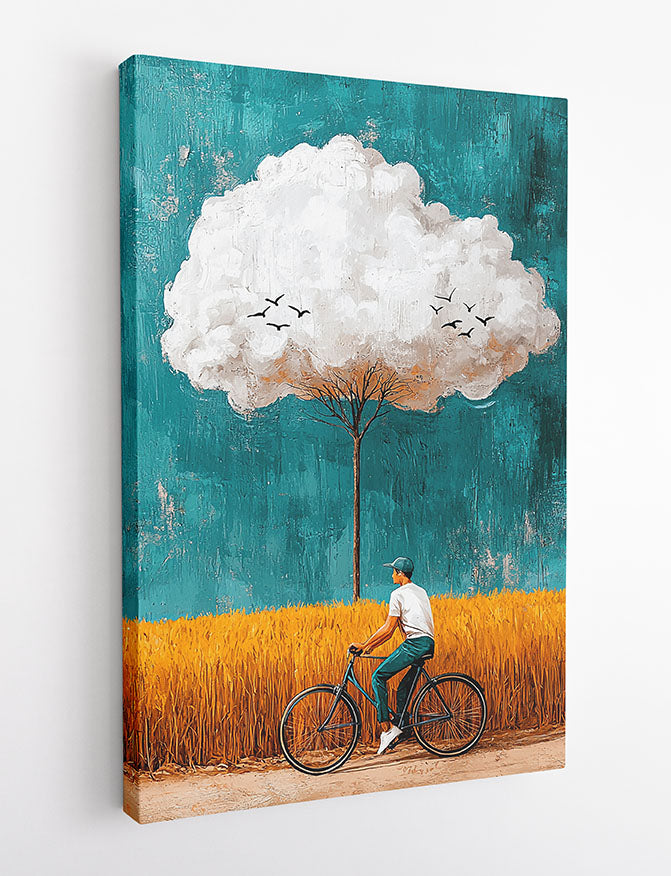 Dream Tree & Bicycle Ride – Whimsical Surreal Canvas & Poster Print – T1430 –