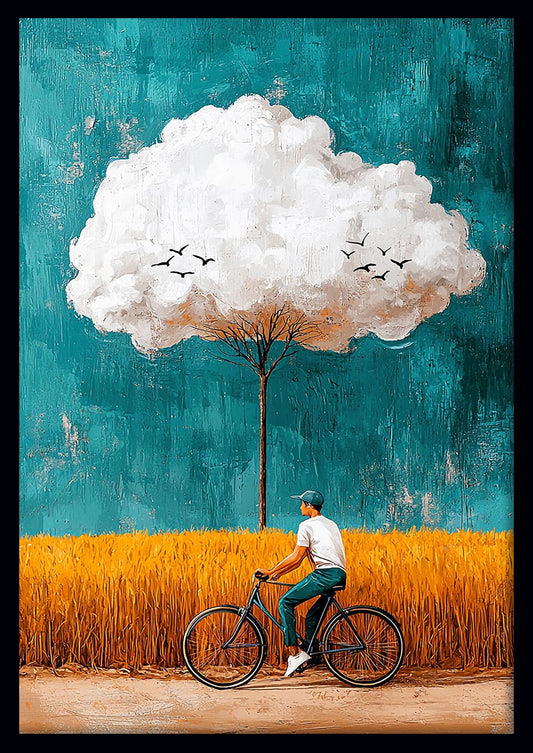 Dream Tree & Bicycle Ride – Whimsical Surreal Canvas & Poster Print – T1430 –