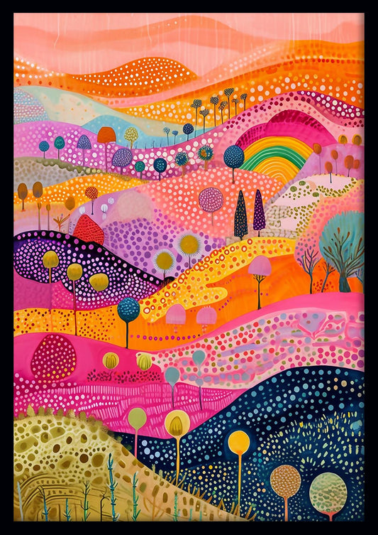 Dreamland Hills – Whimsical Rainbow Landscape Canvas & Poster Art – T817 – AiPrintLab