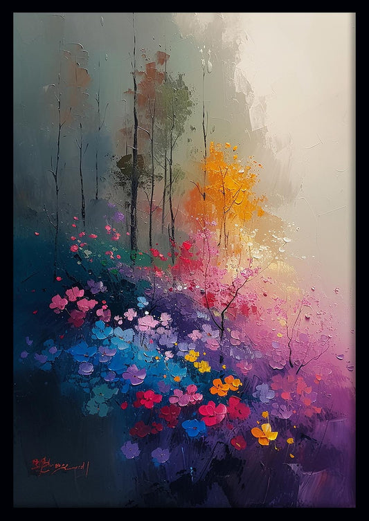 Dreamy Forest in Bloom – Colorful Impressionist Landscape Canvas & Poster – T1051 – AiPrintLab