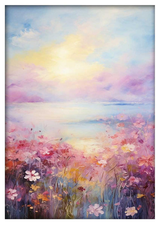 Dreamy Sunset Wildflower Canvas Art & Poster – T617 – AiPrintLab