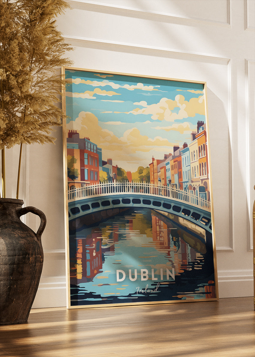 Dublin Ha'penny Bridge Poster & Canvas Print – Illustrated Ireland Wall Art