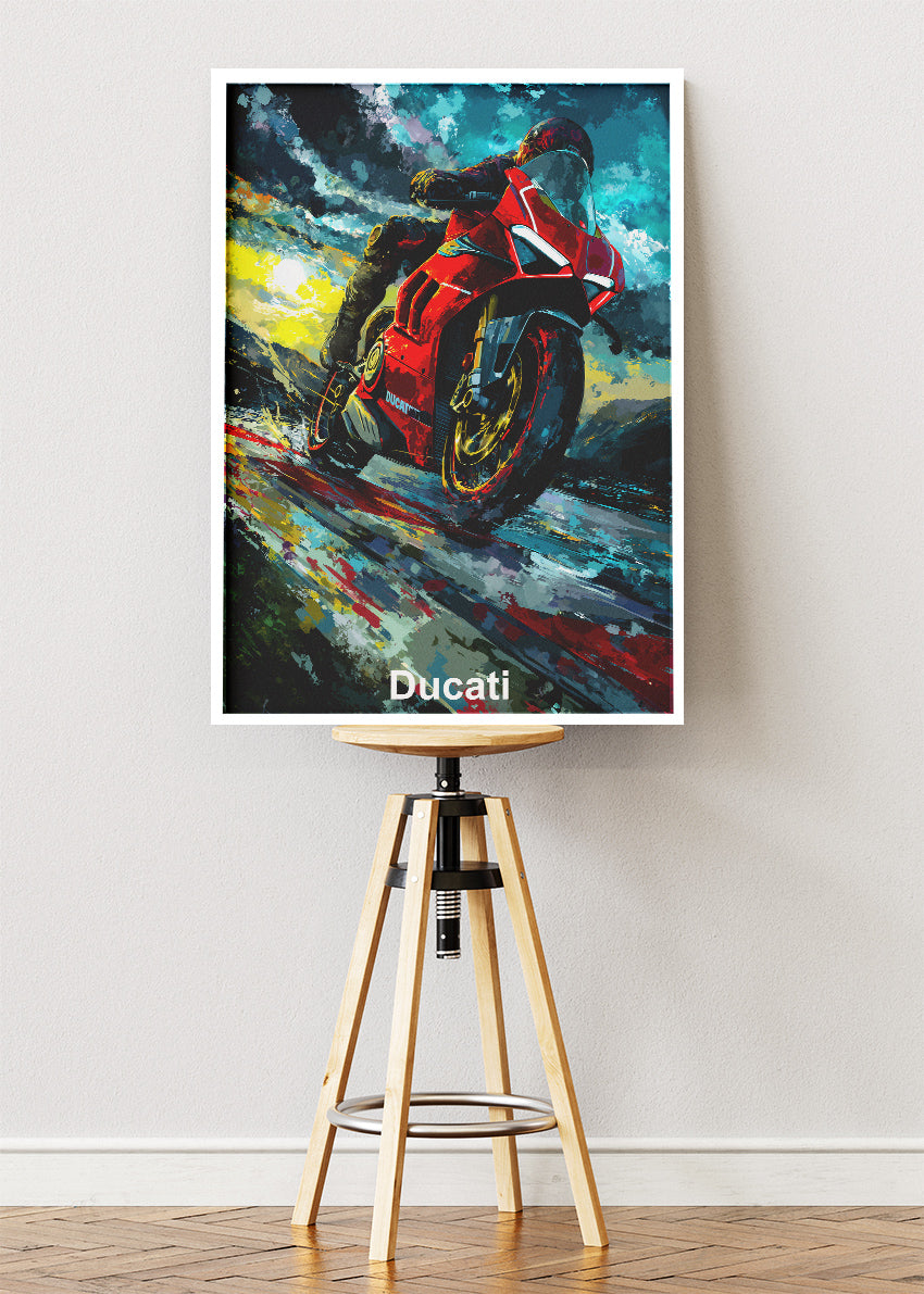 Ducati Superbike Storm Motion Wall Art Poster & Canvas