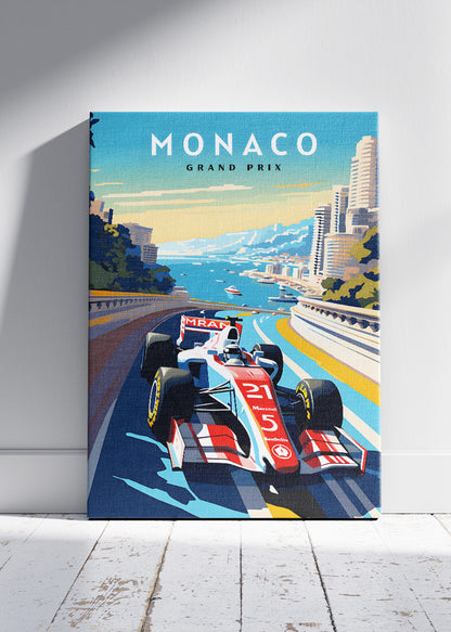 Monaco Grand Prix Formula Racing Poster & Canvas Print | Iconic Coastal Motorsport Wall Art