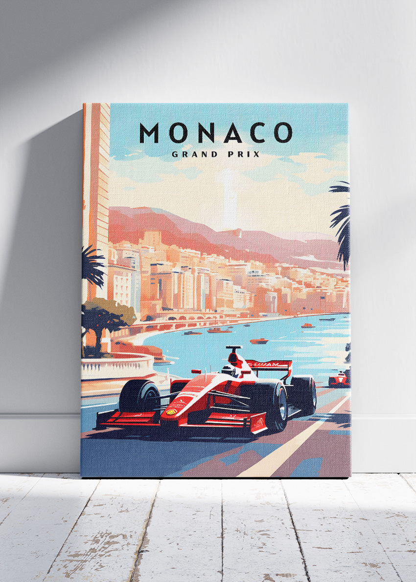 Monaco Grand Prix Formula Racing Poster & Canvas Print | Iconic Coastal Motorsport Wall Art