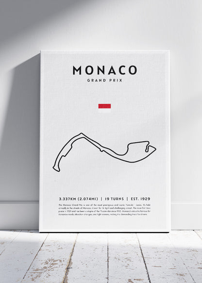 Monaco Grand Prix Circuit Map Poster & Canvas Print | Minimal Motorsport Wall Art