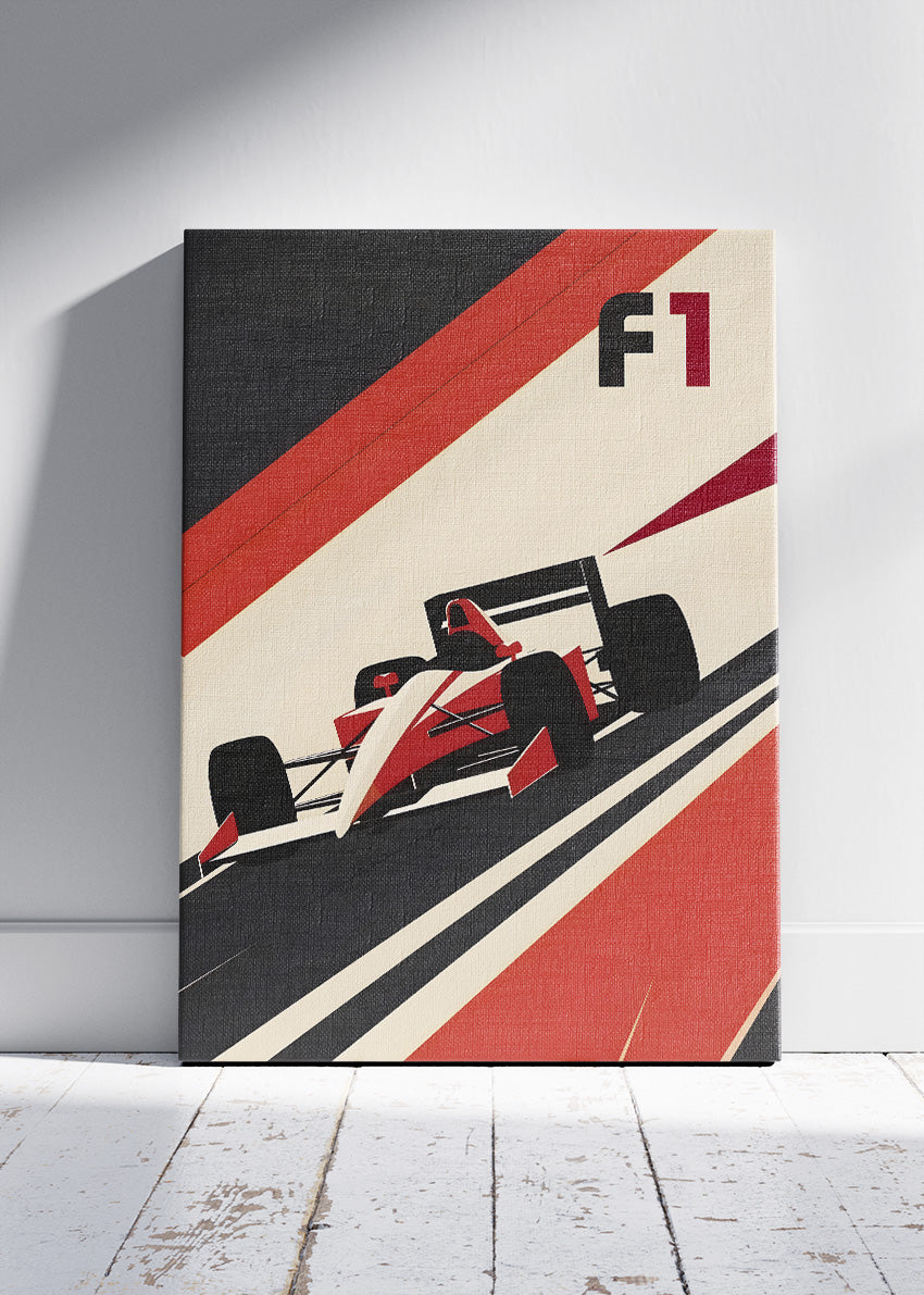 F1 Racing Poster & Canvas Print | Minimal Retro Formula Motorsport Wall Art