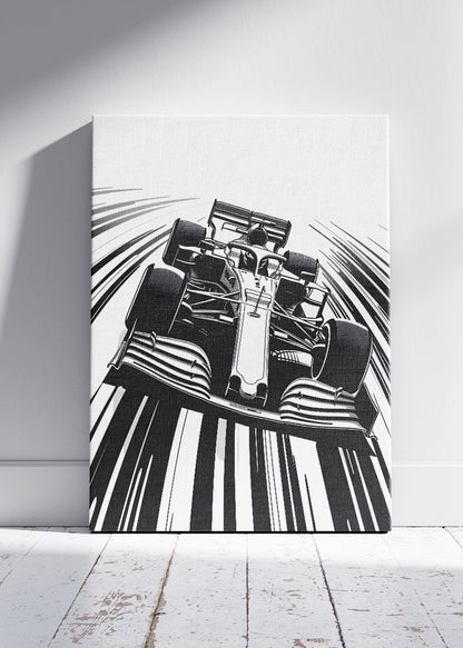 Formula One Monochrome Poster & Canvas Print | Minimal Black & White Motorsport Wall Art