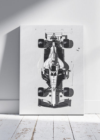 Formula 1 Minimalist Car Blueprint Poster & Canvas Print | Modern Motorsport Wall Art