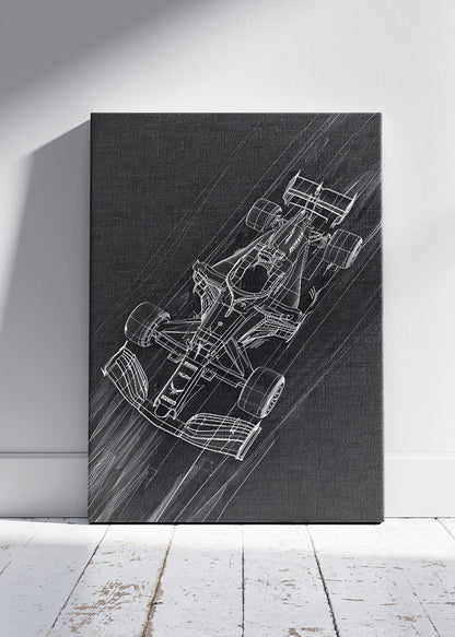 Formula 1 Technical Blueprint Wall Art Poster & Canvas | Minimalist F1 Car Design Print
