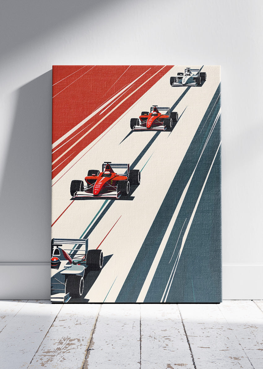 Retro Formula 1 Racing Grid Wall Art Poster & Canvas | Vintage Top-Down F1 Print