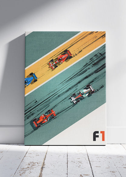 Formula 1 Retro Racing Poster & Canvas | Modern Motorsport Wall Art