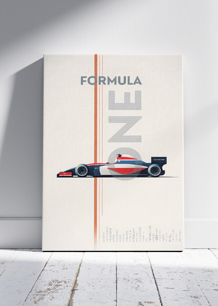Formula One Minimal Racing Poster & Canvas | Modern Motorsport Wall Art