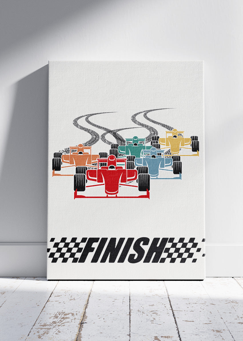 Formula One Finish Line Poster & Canvas | Minimalist Motorsport Wall Art