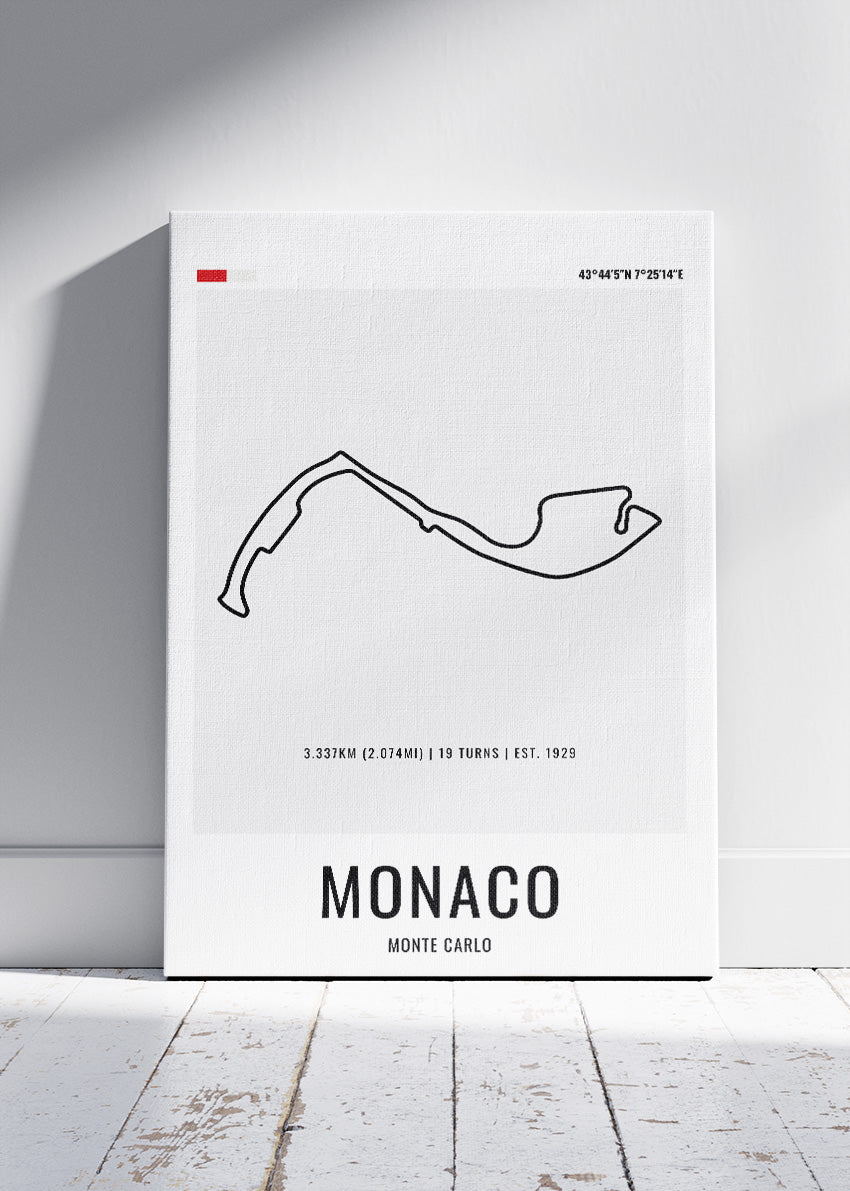 Monaco Formula One Circuit Map Poster & Canvas | Monte Carlo Motorsport Wall Art