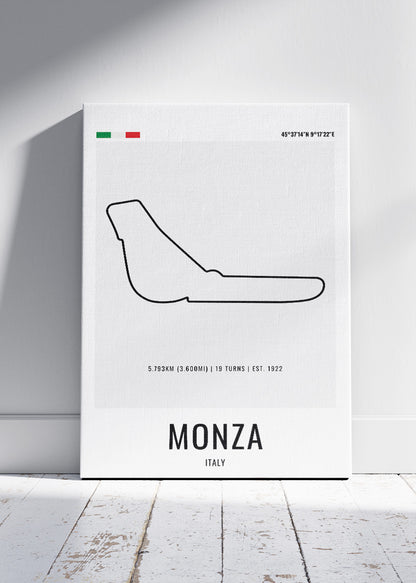 Monza Formula One Circuit Map Poster & Canvas | Italy Motorsport Wall Art