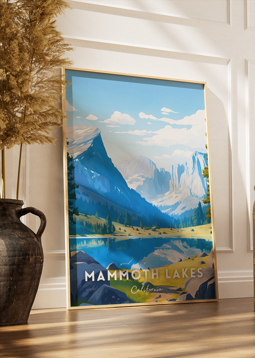 Mammoth Lakes California Poster & Canvas Print – Mountain Lake Landscape Illustration Wall Art