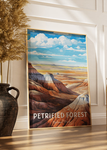 Petrified Forest National Park Poster & Canvas Print – Painted Desert Landscape Illustration Wall Art