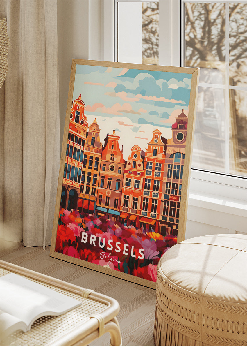 Brussels Grand Place Travel Poster & Canvas Print – Belgium Wall Art