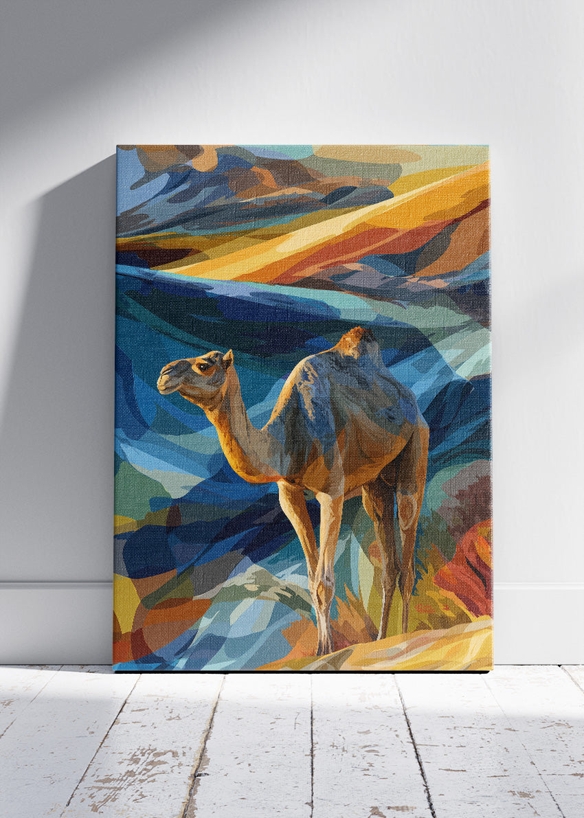 Camel Desert Landscape Poster & Canvas Print – Colorful Modern Art