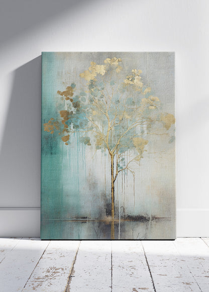 Minimalist Gold Tree Abstract Landscape Canvas & Poster Print – AI PRINT LAB