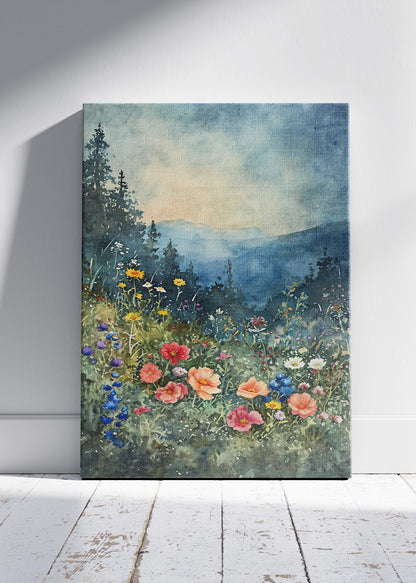 Wildflower Meadow Mountain Landscape Canvas & Poster Print – AI PRINT LAB