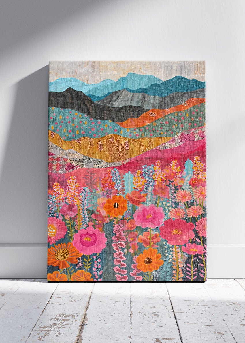 Colorful Floral Valley Landscape Canvas & Poster Print – AI PRINT LAB