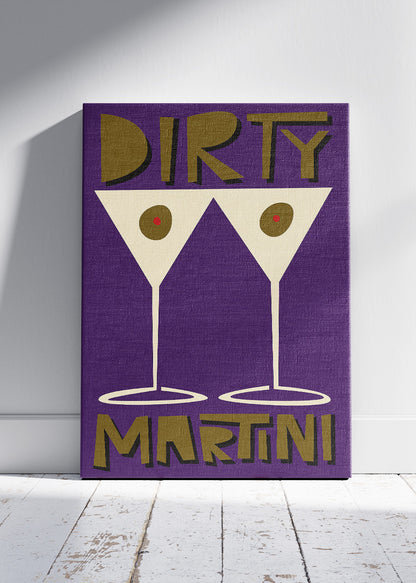 Dirty Martini Poster & Canvas Print | Retro Minimal Cocktail Wall Art