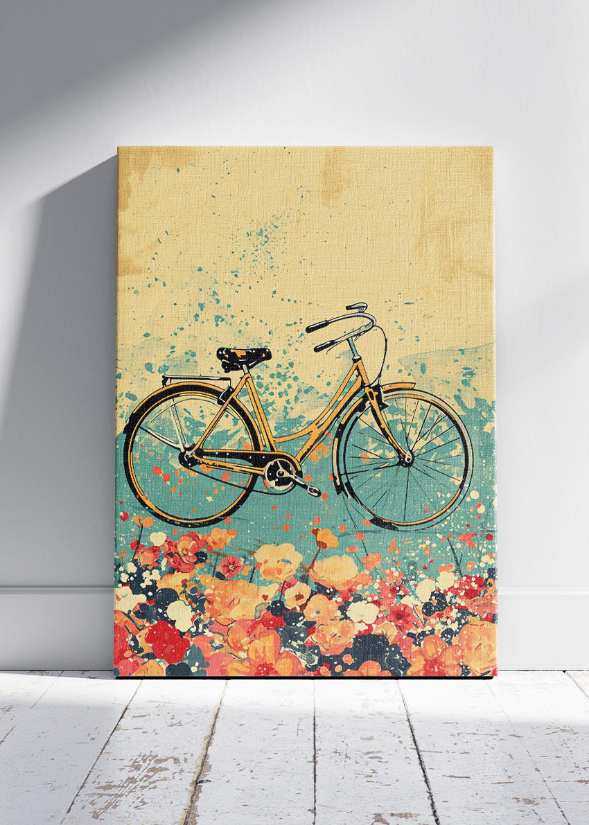 Vintage Bicycle Art Print & Canvas – Floral Retro Bike Wall Art
