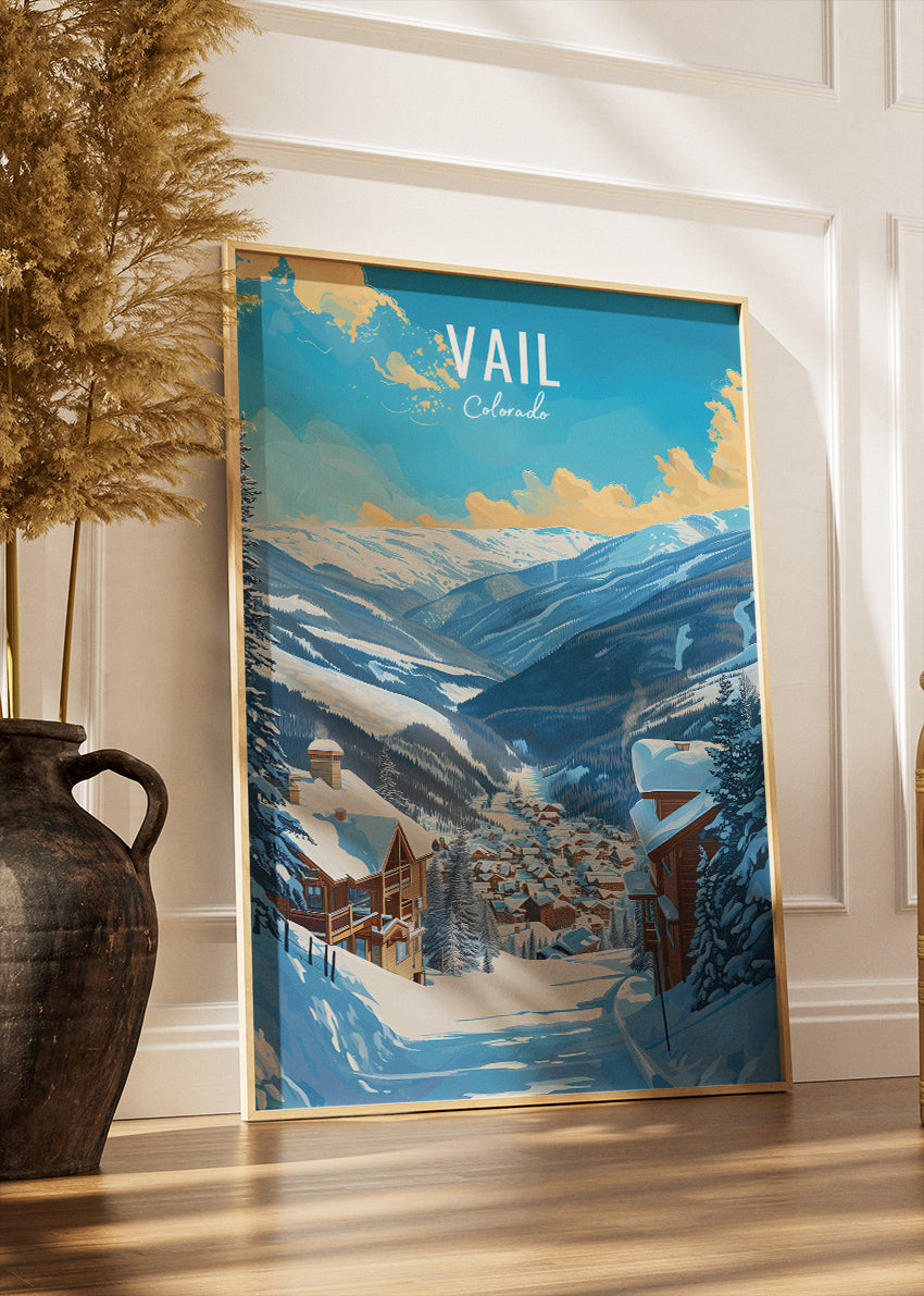 Vail Colorado Ski Resort Poster & Canvas Print – Winter Mountain Wall Art