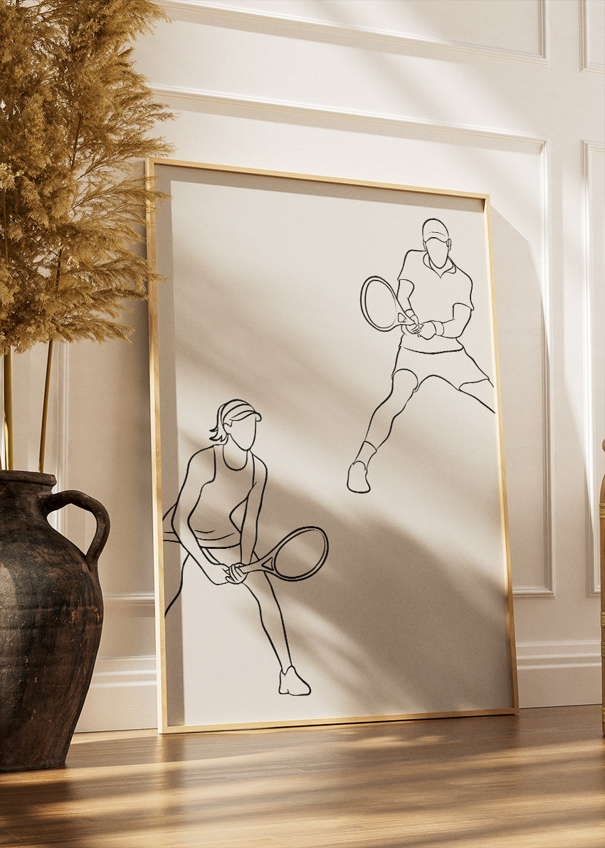 Minimal Tennis Line Art Poster & Canvas Print – Modern Sports Wall Art