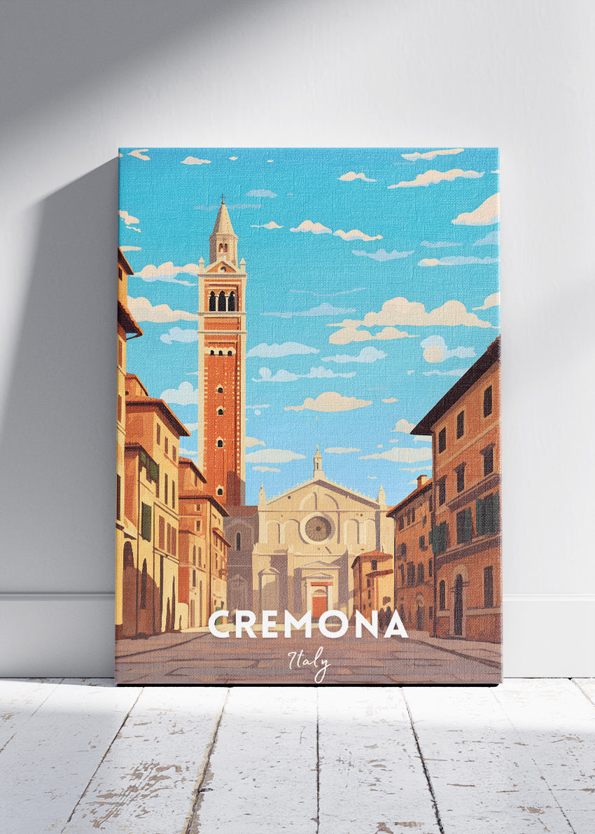 Cremona Italy Poster & Canvas Print – Illustrated Italian Cityscape Wall Art