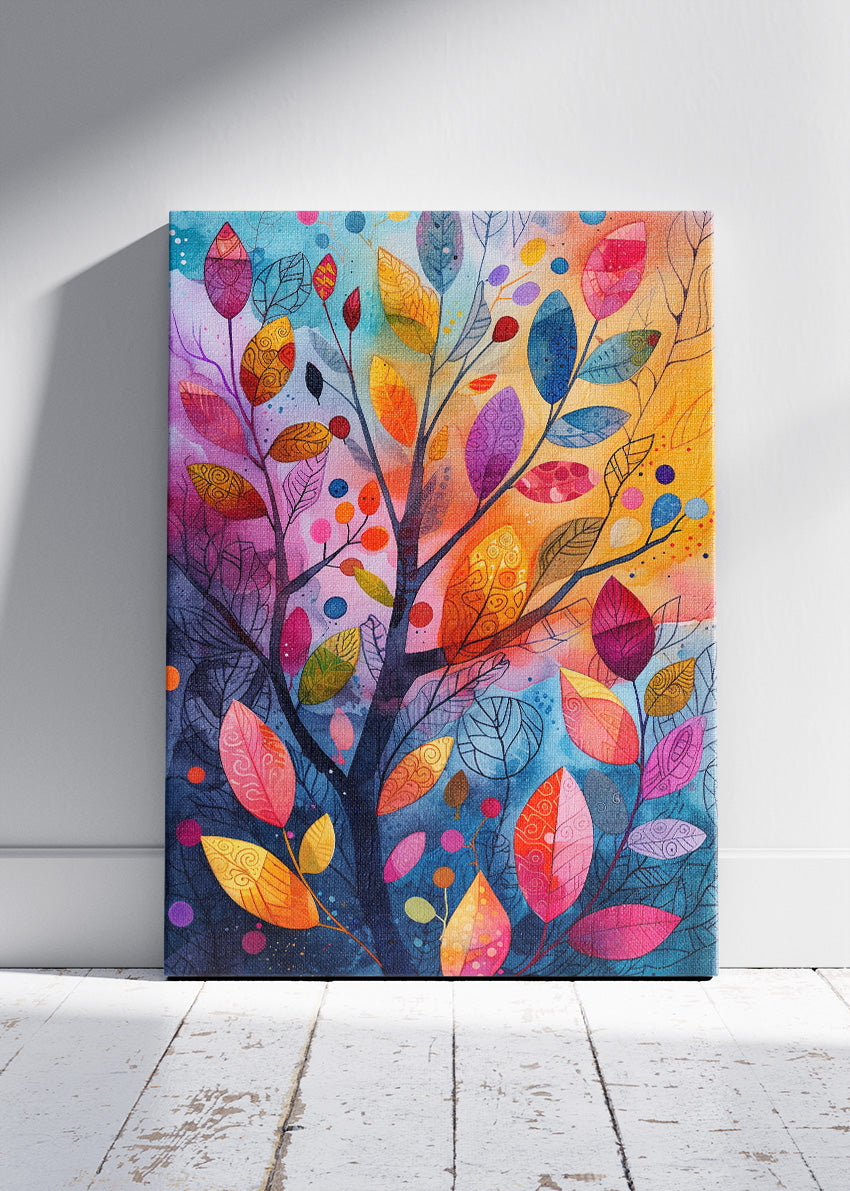 Colorful Abstract Leaf Tree Art Canvas & Poster Print – AI PRINT LAB