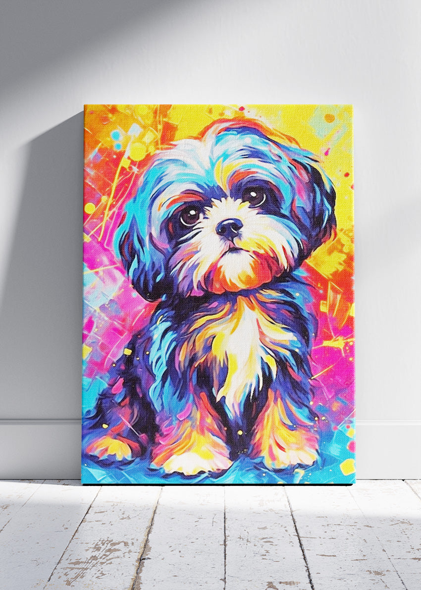 Colorful Shih Tzu Dog Poster & Canvas Print – Vibrant Pop Art Pet Illustration