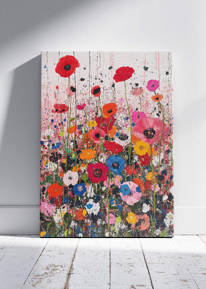 Colorful Abstract Poppy Flower Garden Canvas & Poster Print – AI PRINT LAB