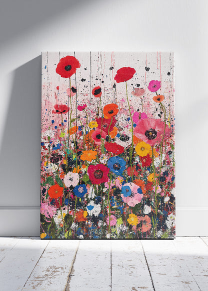Colorful Abstract Poppy Flower Garden Canvas & Poster Print – AI PRINT LAB