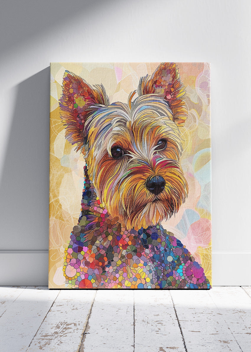 Colorful Mosaic Yorkie Dog Poster & Canvas Print – Modern Vibrant Pet Art