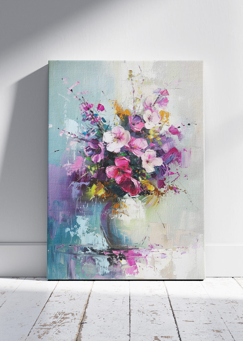 Abstract Floral Bouquet Vase Canvas & Poster Print – AI PRINT LAB