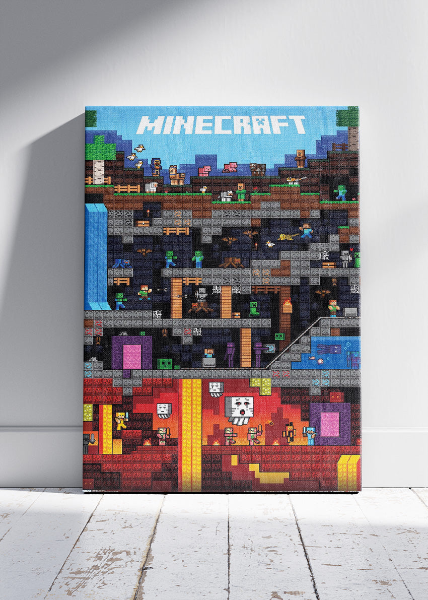 Minecraft Wall Art Poster & Canvas – Underground Block World Adventure Gaming Artwork