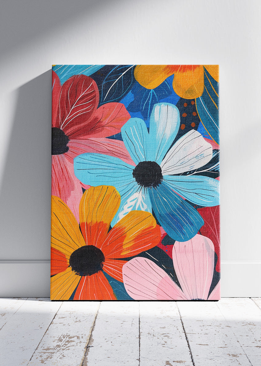 Bold Colorful Floral Pop Art Canvas & Poster Print – AI PRINT LAB