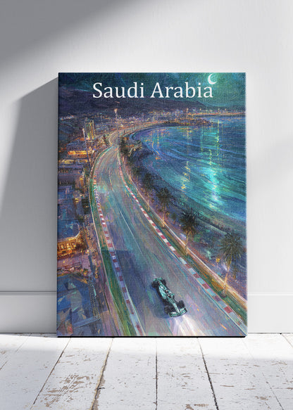 Saudi Arabia Jeddah Night Formula 1 Circuit Canvas Print & Poster – AI PRINT LAB