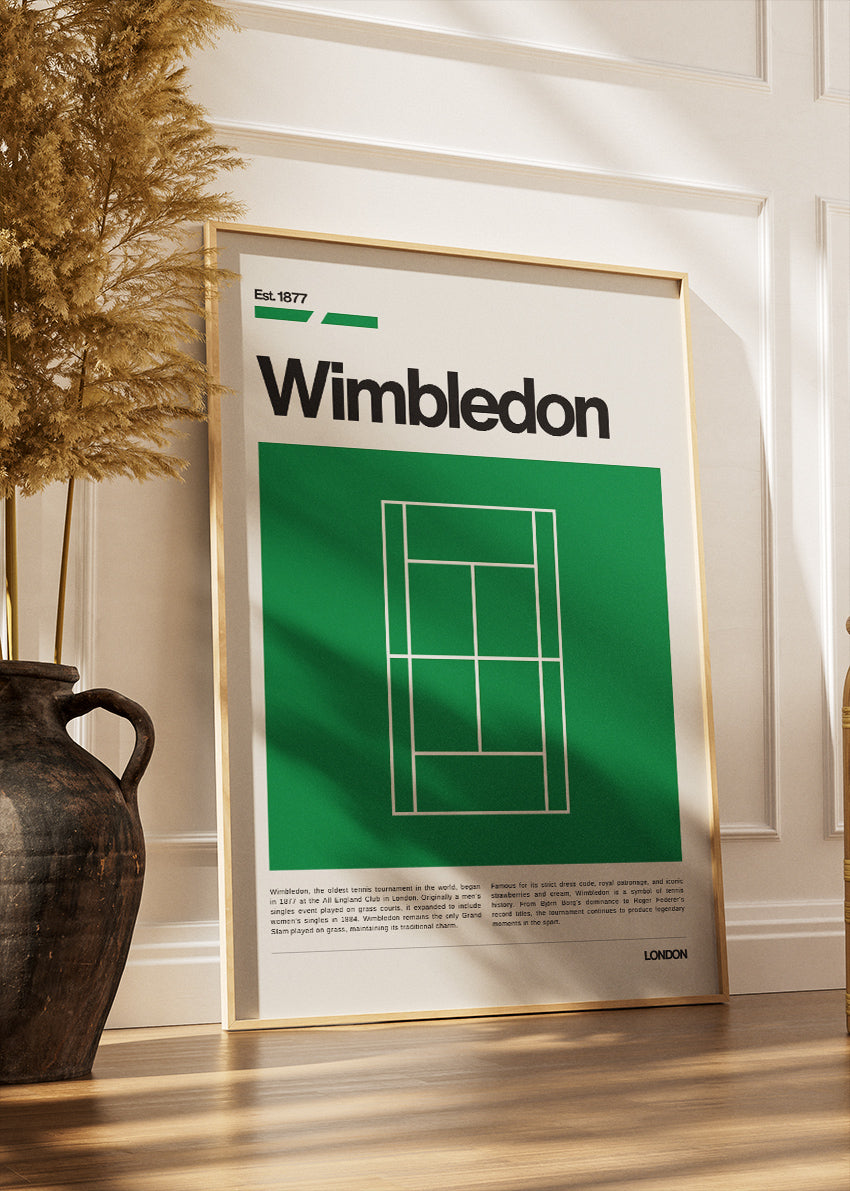 Wimbledon Tennis Poster & Canvas Print – Modern Minimal Court Illustration Wall Art