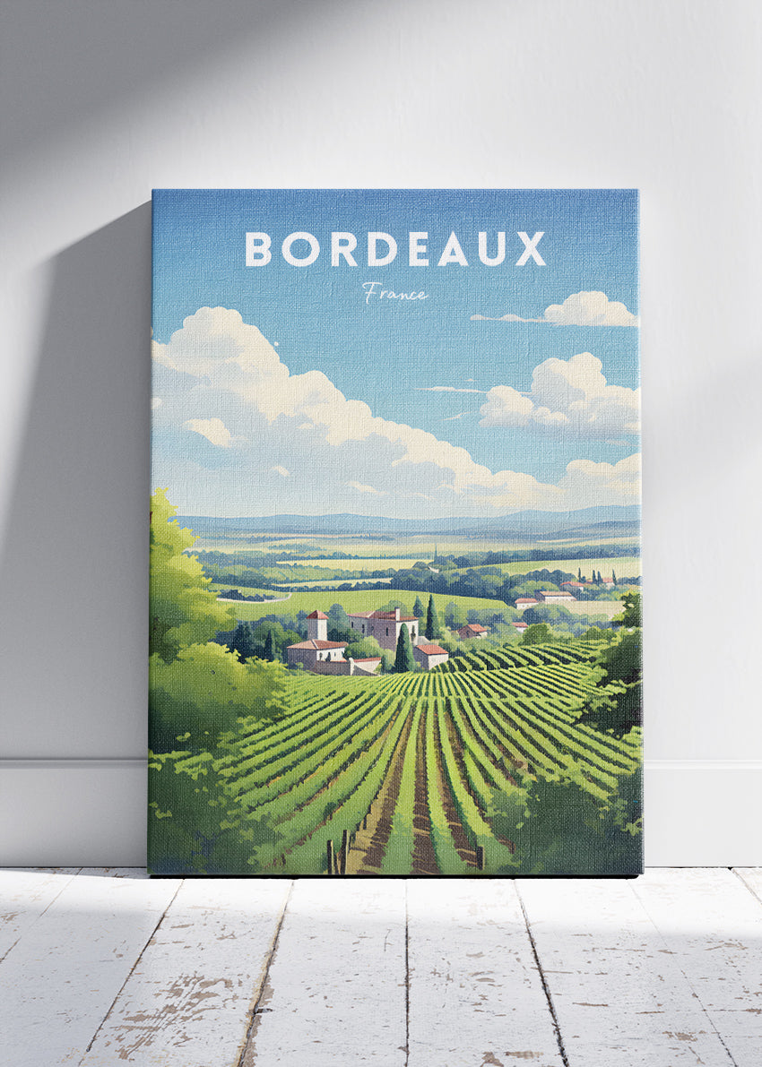 Bordeaux France Poster & Canvas Print – Vintage Vineyard Landscape Art