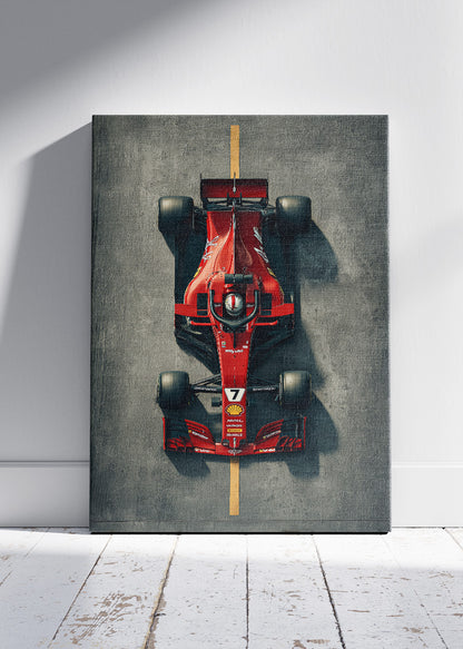 Ferrari Formula 1 Minimal Poster Canvas Print – Top View F1 Car Wall Art – AI PRINT LAB