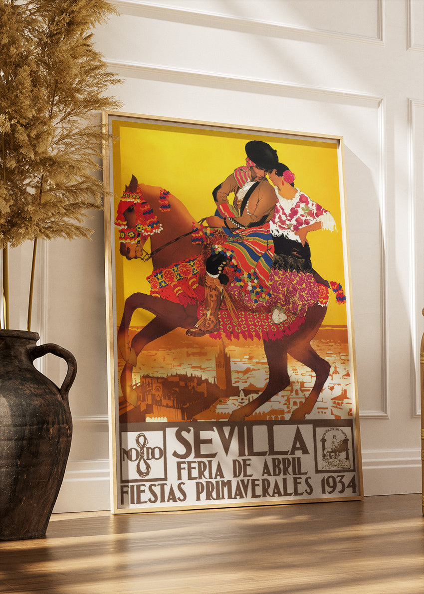 Sevilla Feria de Abril 1934 Poster & Canvas Print – Vintage Spanish Festival Art