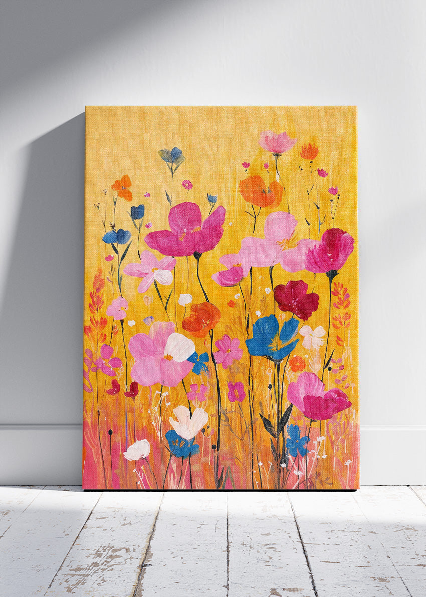 Golden Wildflower Garden Floral Canvas & Poster Print – AI PRINT LAB